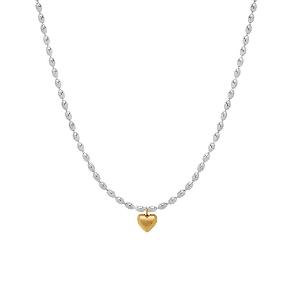 Sweetheart Steel Bead Necklace
