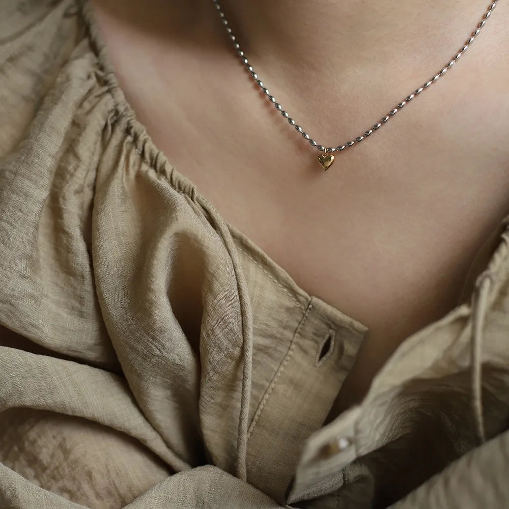 Sweetheart Steel Bead Necklace