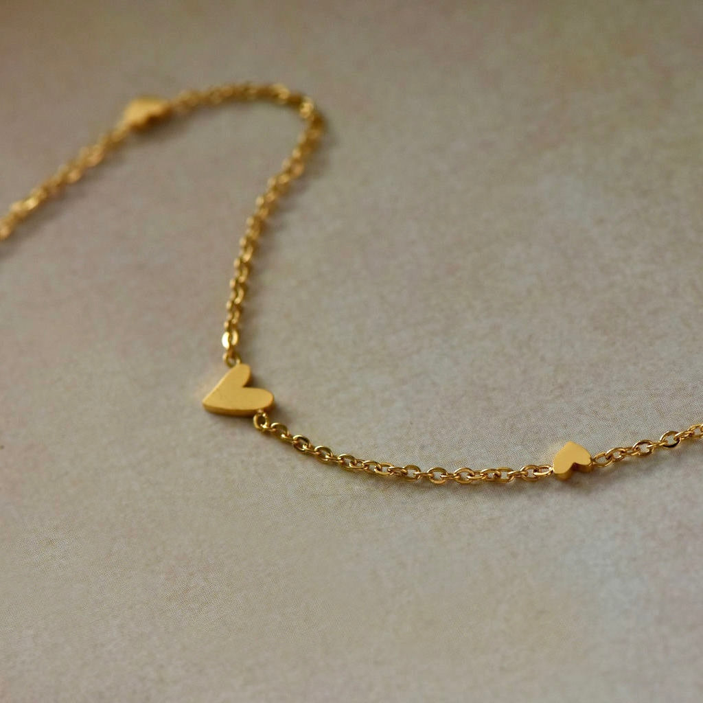 Dainty Hearts Gold Necklace