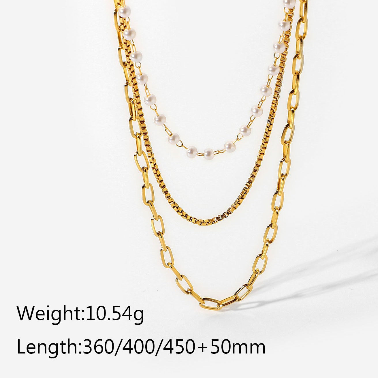 Golden Layers Pearl Necklace Set