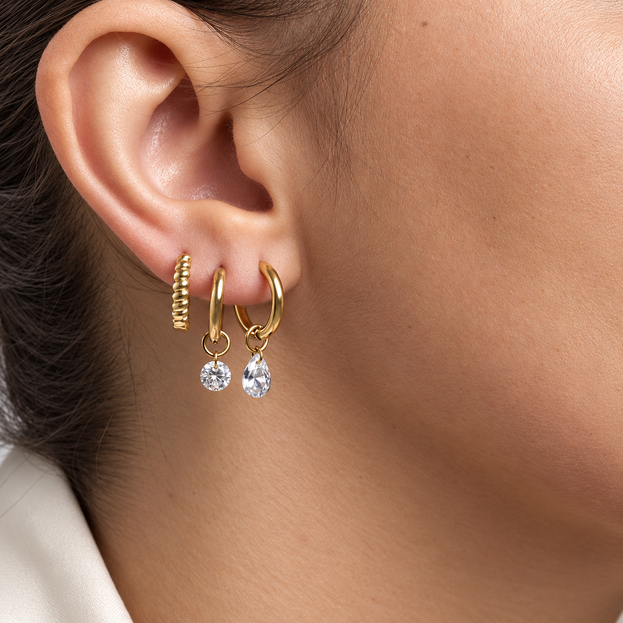 Crystal Drop Hoops