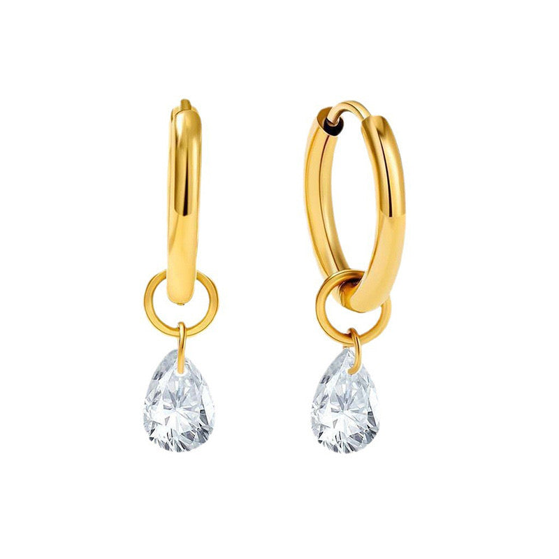 Crystal Drop Hoops