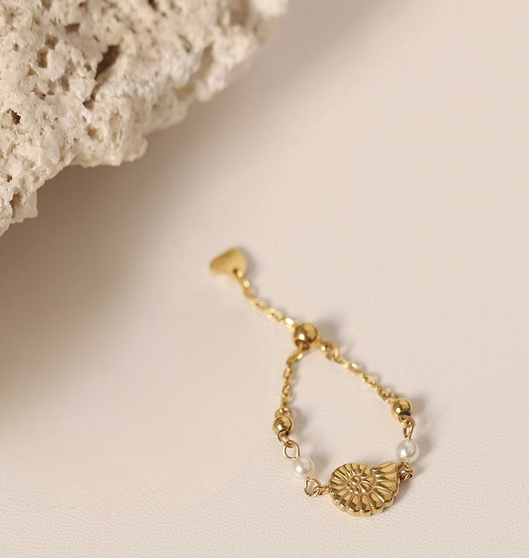 Ammonite Pearl Ring